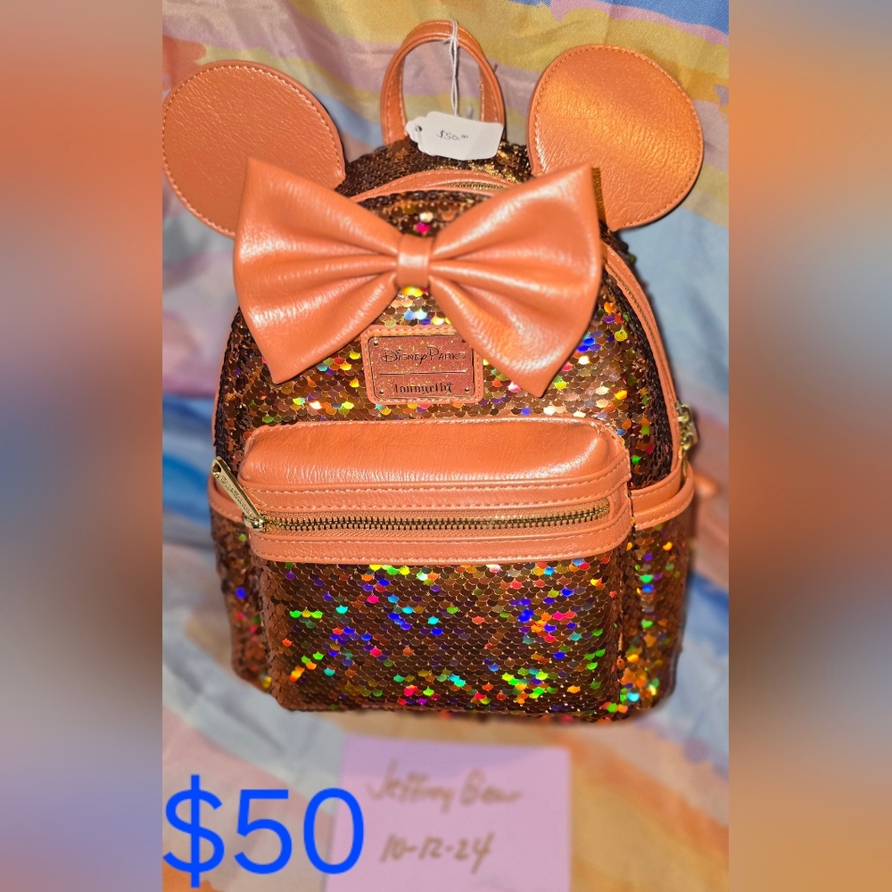 Loungefly Disney Peach Sequin Minnie